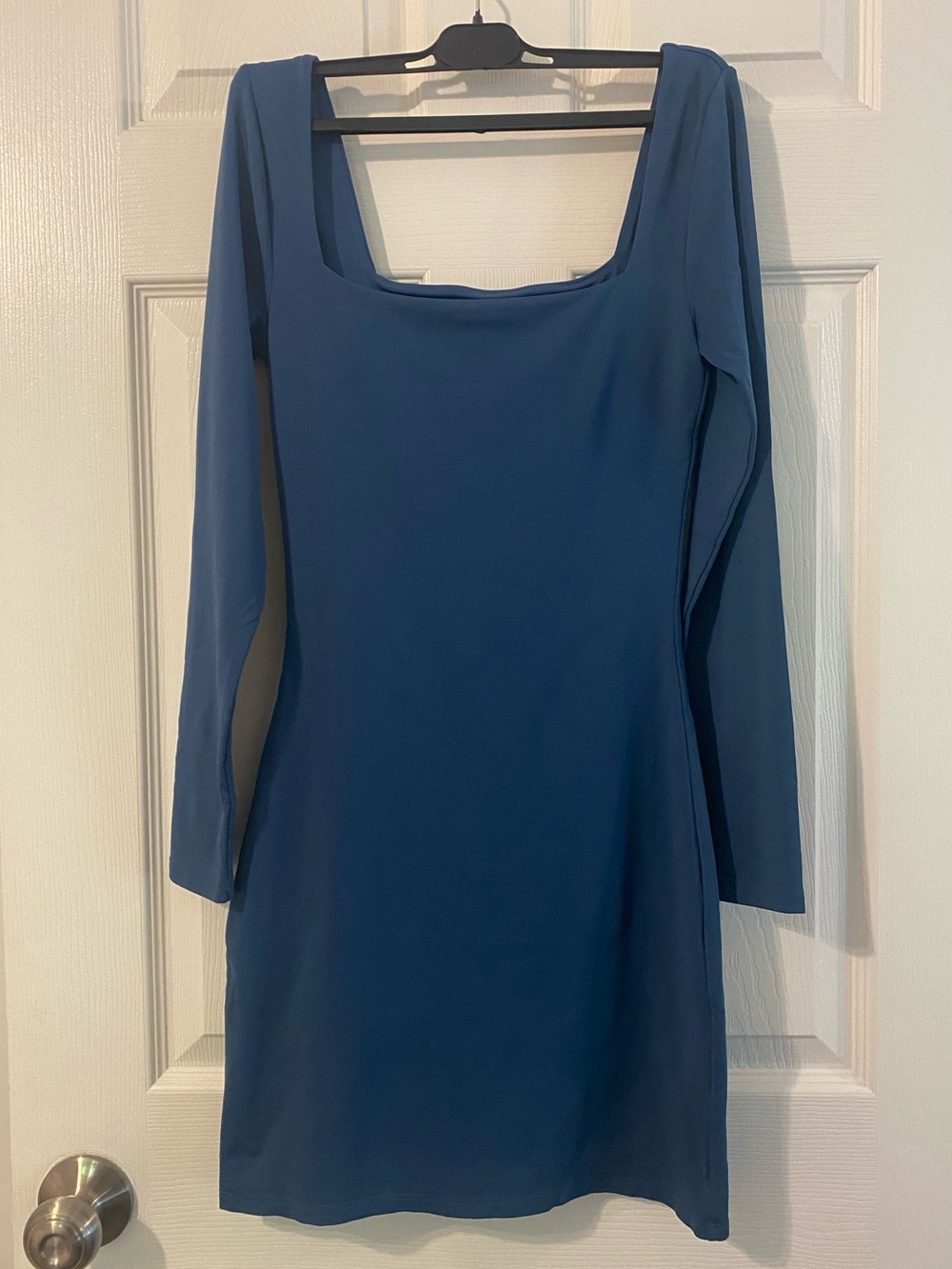 Aritzia Babaton Contour Squareneck Longsleeve Mini Tourmaline Teal Size M - Picture 8 of 14